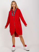 Hurt Czerwona długa dresowa bluza rozpinana oversize