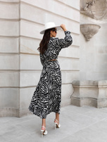 Hurt Ecru-czarny komplet w zebrę z krótką bluzką