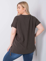 Ciemna khaki bluzka plus size z aplikacją Marlene