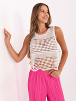 Biały ażurowy top bez rękawów