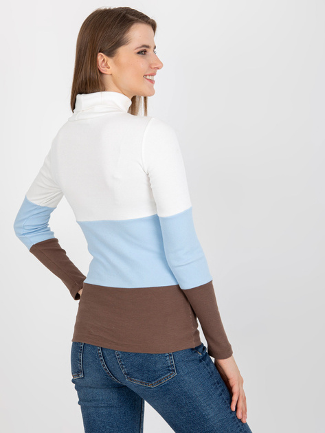 Hurt Ecru-jasnoniebieska bluzka basic z golfem w prążek