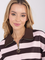 Jasnoróżowa damska bluza oversize w paski