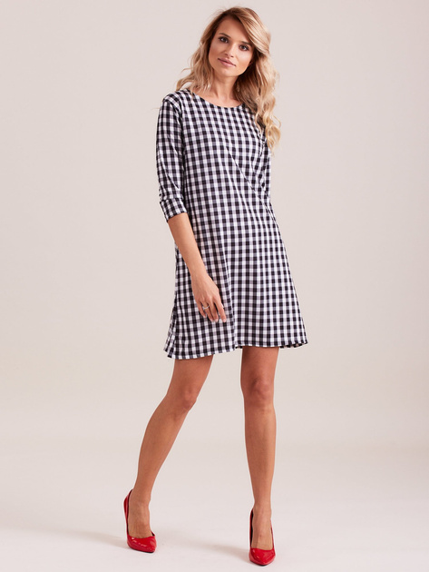 Sukienka damska czarna w kratkę