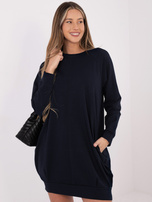 Granatowa dresowa sukienka z kieszeniami BASIC FEEL GOOD 