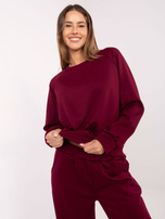 Burgundowy dresowy komplet basic z bluzą bez kaptura