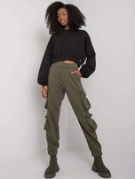 Khaki Damen Jogginghose mit Taschen Mila RUE PARIS.