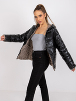 Czarna kurtka dwustronna z kapturem Arta