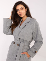 Biało-ciemnoszary płaszcz w paski RUE PARIS