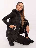 Czarna pikowana kamizelka z kapturem