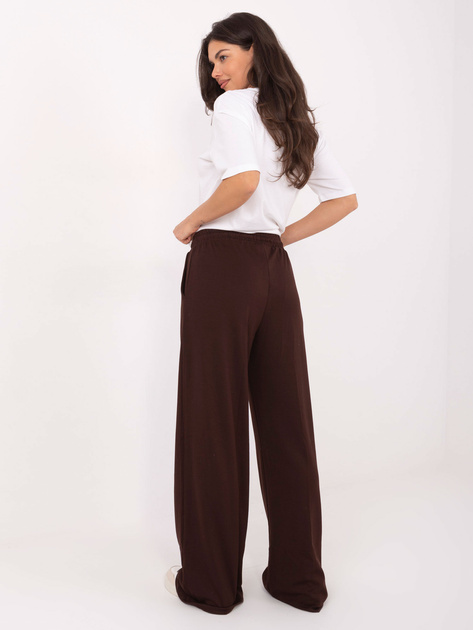 Czekoladowe damskie spodnie basic z wiskozą