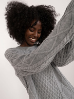 Hurt Szara damska sukienka z dzianiny z długim rękawem