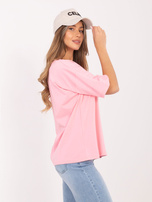 Jasnoróżowy t-shirt basic z bawełny RUE PARIS