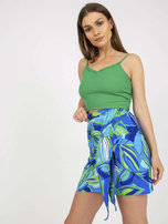 Zielony prążkowany top basic z koronką RUE PARIS