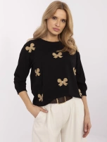 Czarna casualowa bluzka damska z rękawem 3/4