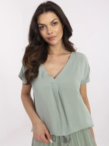 Pistacjowa bluzka z krótkim rękawem SUBLEVEL