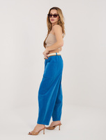 Kobaltowe sztruksowe spodnie od kompletu RUE PARIS 