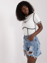 Hurtownia Biały bawełniany t-shirt z napisem