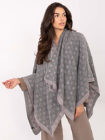 Szaro-jasnoróżowe damskie ponczo z nadrukiem