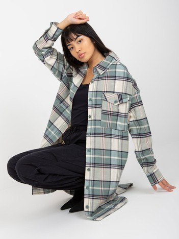 Hurt Khaki luźna koszula długa w kratę STITCH & SOUL