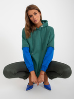 Hurt Ciemnozielona bluza damska basic  z kapturem bawełniana RUE PARIS 