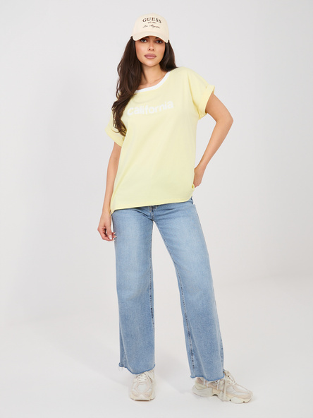 Jasnożółta casualowa bluzka z krótkim rękawem