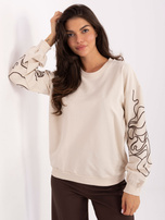 Jasnobeżowa damska bluza ze ściągaczem 