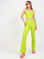 Limonkowy komplet casualowy ze spodniami z wysokim stanem