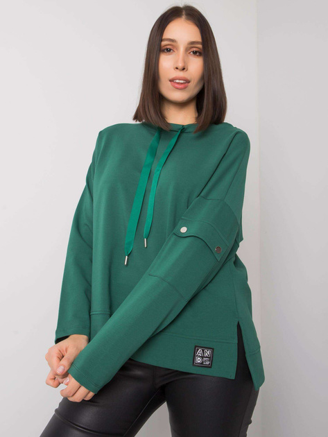 Ciemnozielona bluzka plus size z kieszenią na rękawie Lunnara
