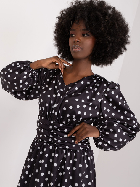 Hurt Czarna sukienka koktajlowa z bufiastym rękawem