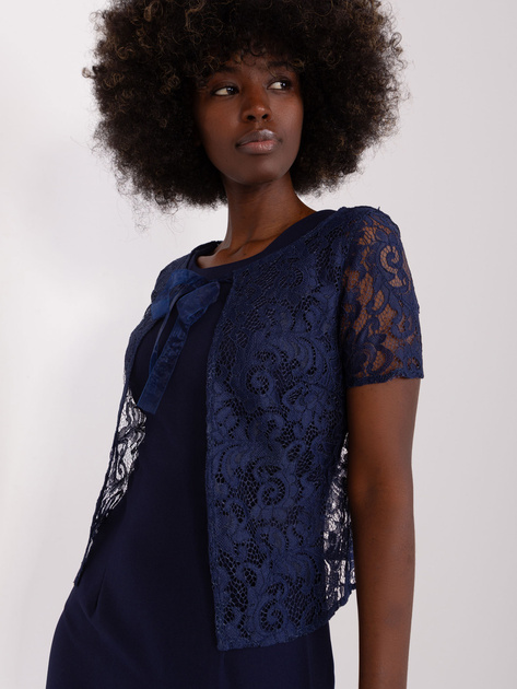 Hurt Granatowa sukienka koktajlowa z koronką