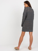 Hurt Ciemnoszara sukienka dzianinowa w ażurowy wzór