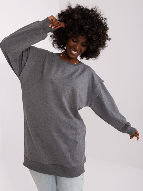 Hurtownia Ciemnoszara długa bluza o kroju oversize