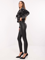 Hurtownia Czarne dopasowane legginsy z ociepleniem