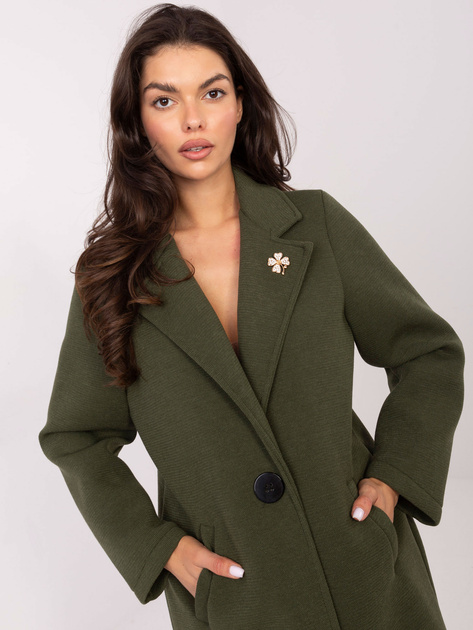 Khaki piankowy płaszcz z kołnierzem RUE PARIS