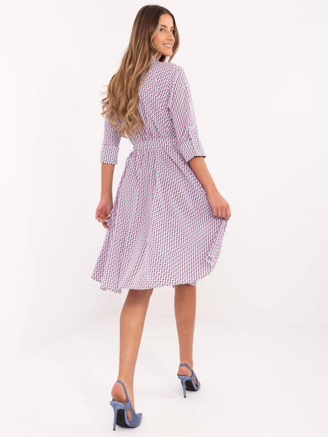 Hurt Biało-fuksjowa sukienka szmizjerka o luźnym kroju