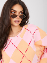 Różowo-pomarańczowa żółta bluza w geometryczny wzór