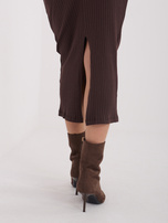 Chocolate striped midi skirt RUE PARIS.
