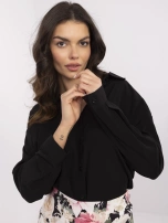 Czarna damska koszula w jednolitym kolorze