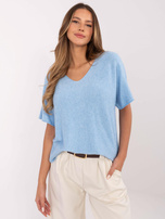 Hurtownia Jasnoniebieski dwustronny sweter z dekoltem V