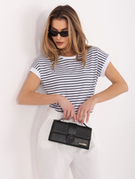 Biało-granatowy damski t-shirt z okrągłym dekoltem