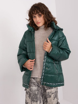 Hurtownia Ciemnozielona kurtka zimowa pikowana