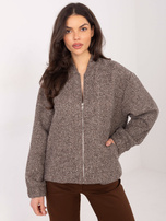 Ciemnobeżowa rozpinana bluza z domieszką wełny