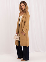 Hurt Camelowy langer Cardigan mit Taschen RUE PARIS.