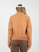 Ceglasta bawełniana koszula z gumką na dole RUE PARIS 