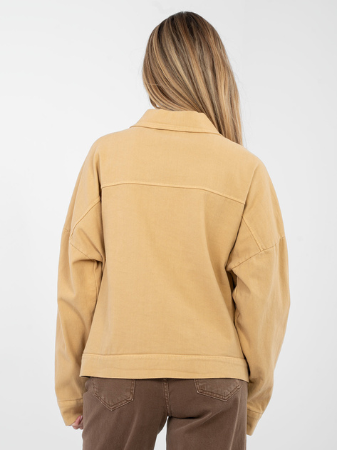Camelowa jeansowa kurtka z zapięciem na guziki RUE PARIS