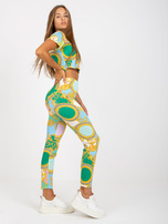 Hurt Zielony dopasowany komplet casualowy z legginsami