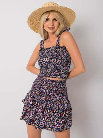 Czarny wzorzysty top Andriana RUE PARIS