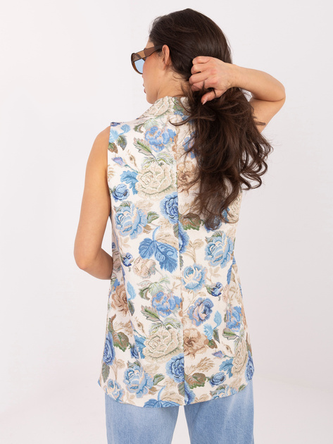 Niebieska garniturowa kamizelka w kwiaty