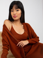 Hurt Ciemnobrązowy dwuczęściowy komplet casualowy z sukienką  