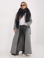 Ciemnoszaro-czarny damski szal z wełną